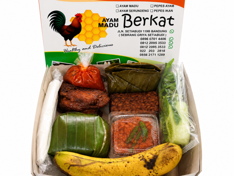 Paket 3 Nasi Timbel Ayam Madu + Pisang