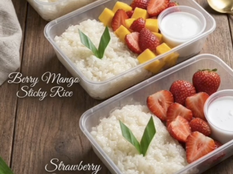 Strawberry sticky rice