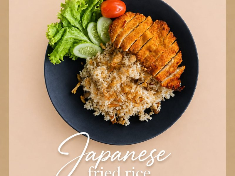 Japanese fried rice with katsu