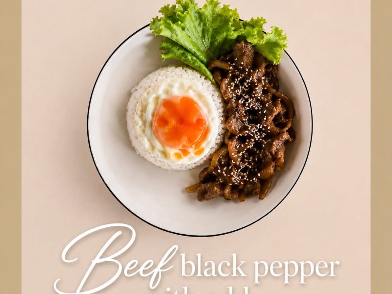 Beef black pepeer and egg